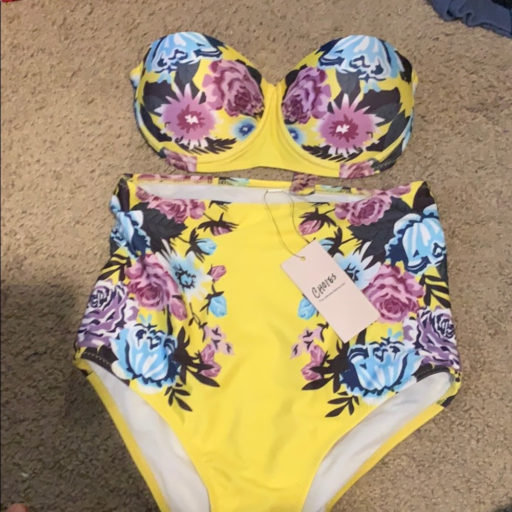 Yellow floral bathing suit